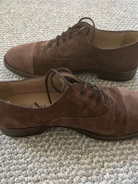 LIKE NEW Soldini Men’s 40 Chocolate Brown Genuine Suede Cap-Toe Oxford Shoes